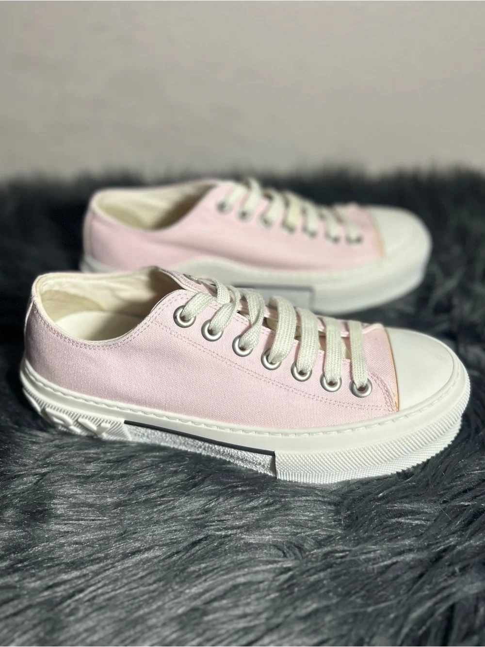 Burberry Pink Organic Cotton Low-Top Canvas Sneakers Size US 8.5 - Picture 4 of 13